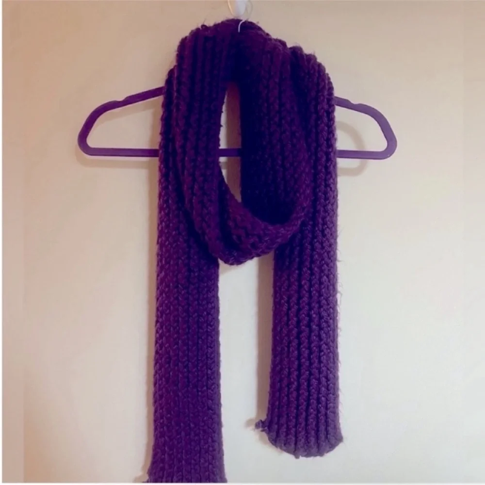 Purple Skinny Knit Scarf - Picture 2 of 4